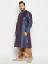 Vastramay Men's Plus Size Navy Blue Zari Weaved Kurta Dhoti Set